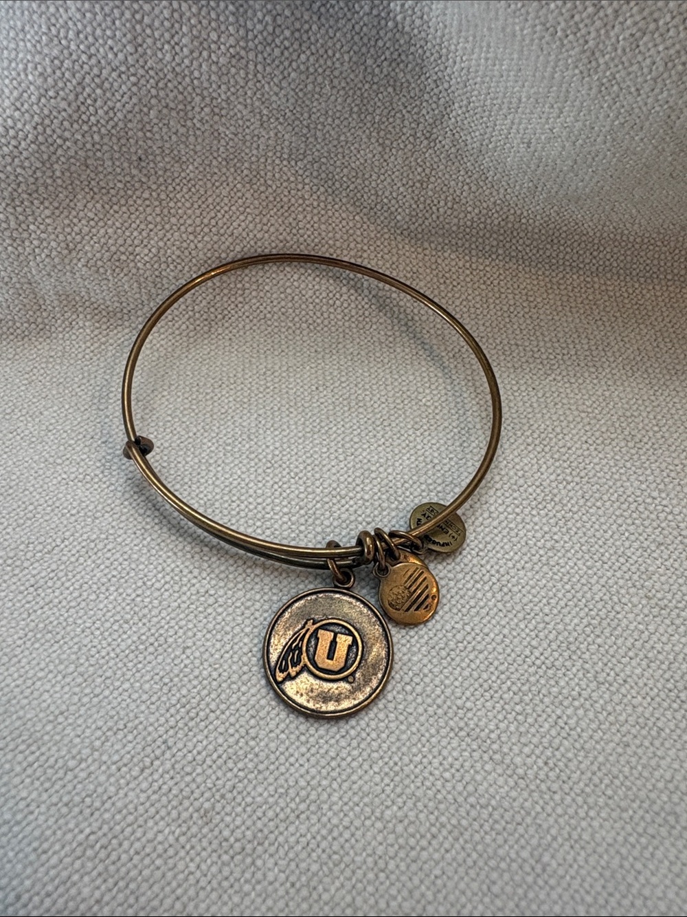 Alex and Ani Bronze Charm Bangle with University 'U' Medallion